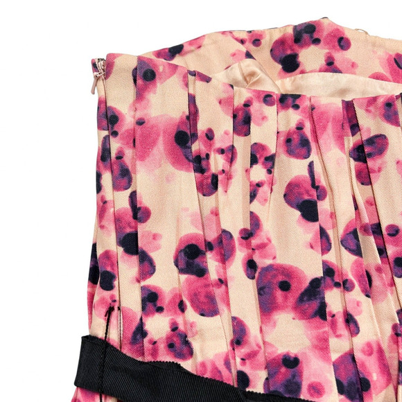 Lavender Label by Vera Wang Dress Size 6 Strapless Floral Pleated Cocktail Midi - Picture 6 of 7